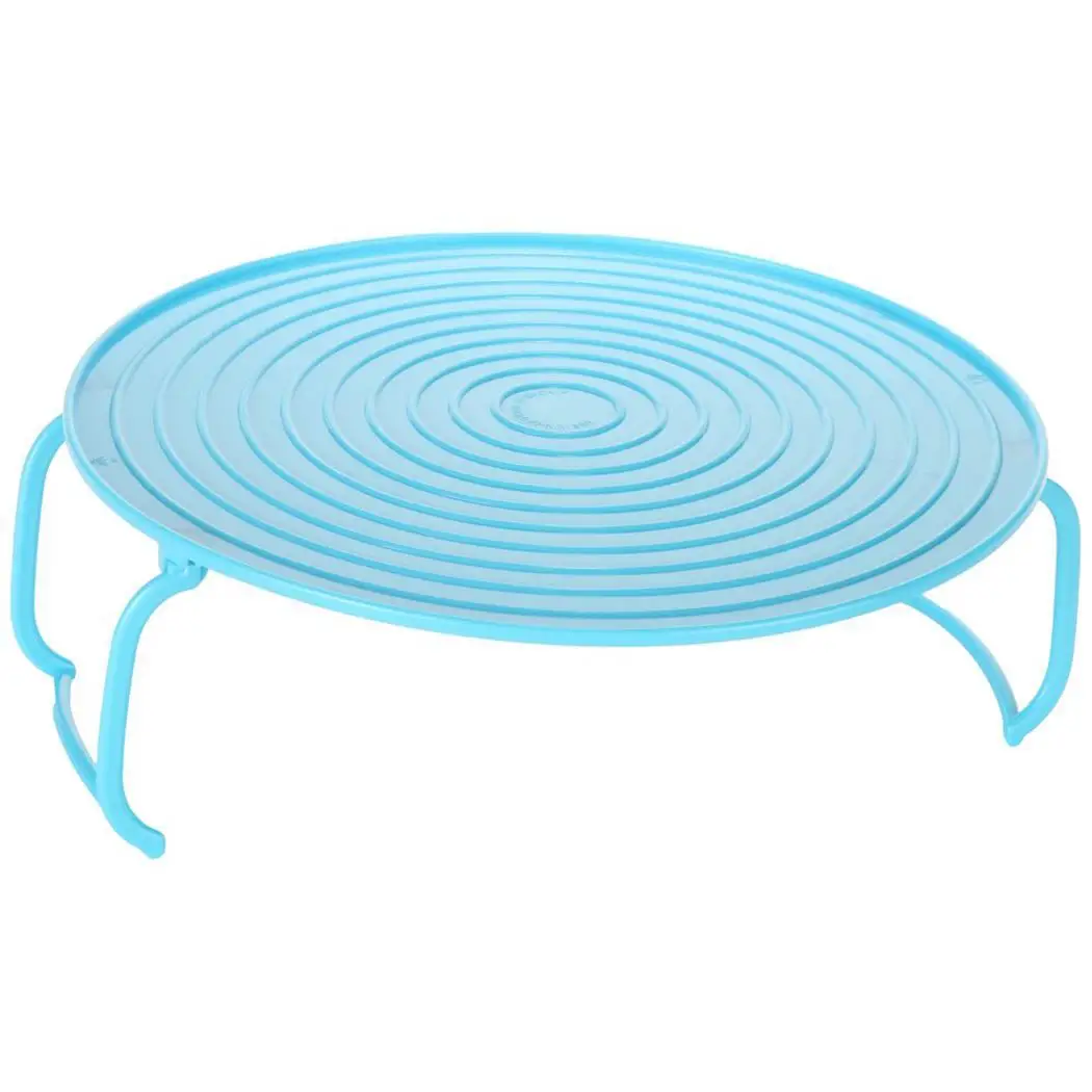 

Multifunctional 2-Tier Plate Stacker Microwave Tray Plastic Stand Mini Desk Food Cooling Rack Kitchen Tool With Handles