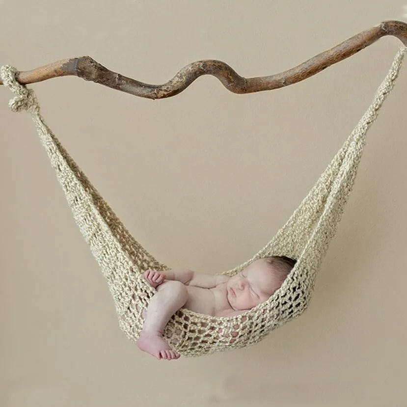 

Creative Newborn Photo Props Wool Handmade Knit Hook String Bag Baby Photography Props Hammock Studio Fotografia Accessories