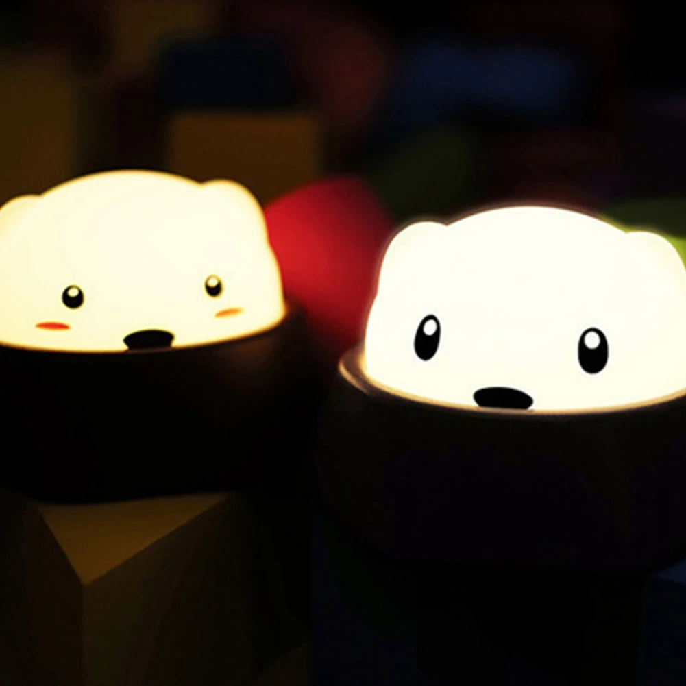 

LED Cartoon Shape Night Light Press Control Gopher With USB Rechargeable Nightlight Lamp Diglett Toy For Kids Children