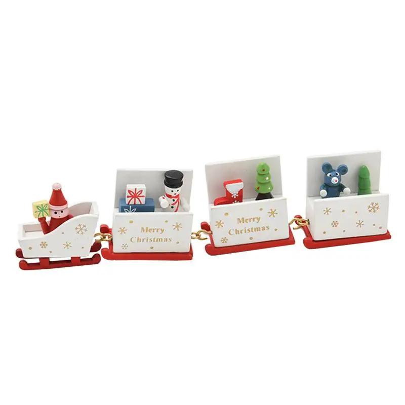 

1 pc Christmas Train Ornaments Lovely Wooden Mini Toys Xmas Gifts Desktop Decor for Kids Kindergarten Children Party