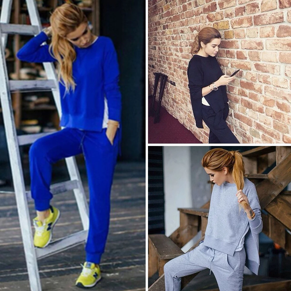 Women Casual Sweatshirt Suit Autumn Cropped Tops Pullover Hooded