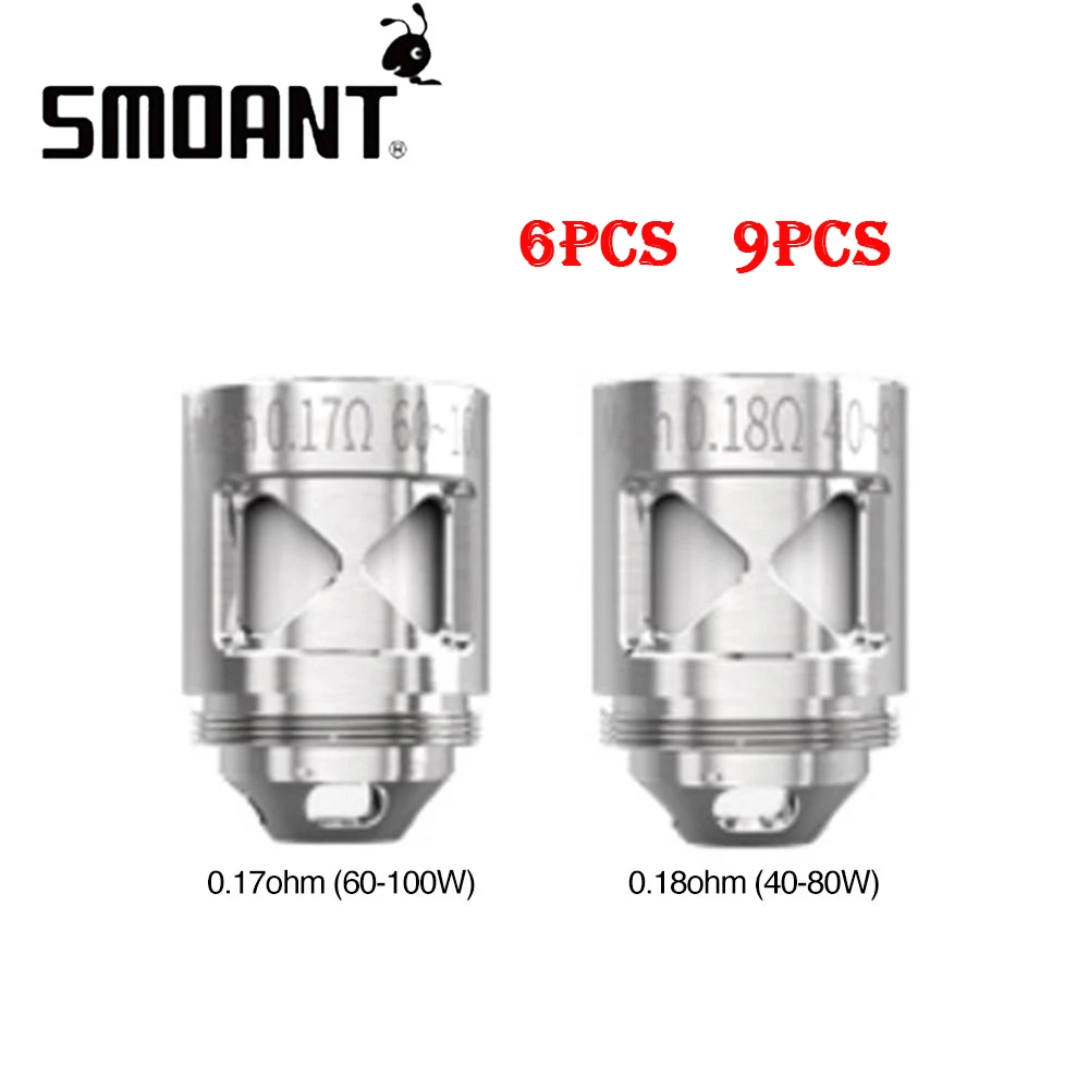 

6pcs/ 9pcs!!! Original Smoant Naboo Mesh Coil 0.17ohm & 0.18ohm Heads for Smoant Naboo Atomizer Tank/ Kit E-cig Spare Parts