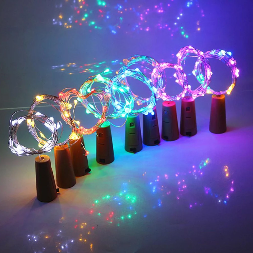 

20 LED Battery Powered Wine Bottle LED Light Copper Garland Festoon Wire String Lights Christmas lights outdoor Decoration