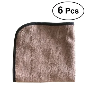 

6pcs Drying Towel Cleaning Towel Wash Cloth Car Window Cleaning Cloth Washing Fabric - 40x40cm (Coffee)