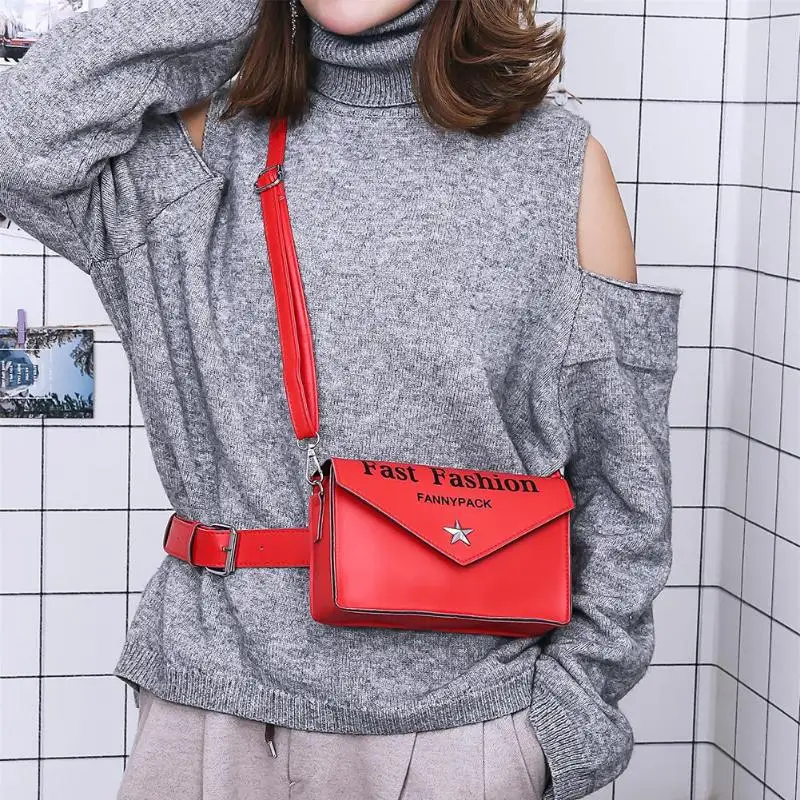 

Women Fanny Waist Packs Fashion Women Fanny Packs Waist PU Leather Messenger Chest Bags Shoulder Crossbody Phone Pouch Bags