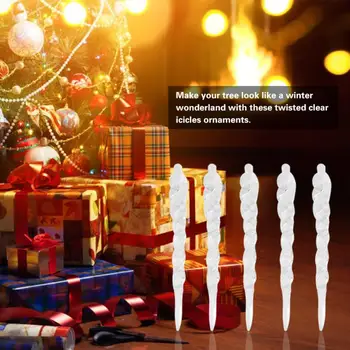 

Clear Acrylic Hanging Icicles suncatcher Drop Ornament Haning Glass Prisms for Christmas Tree Wedding Party Decoration 24PCS