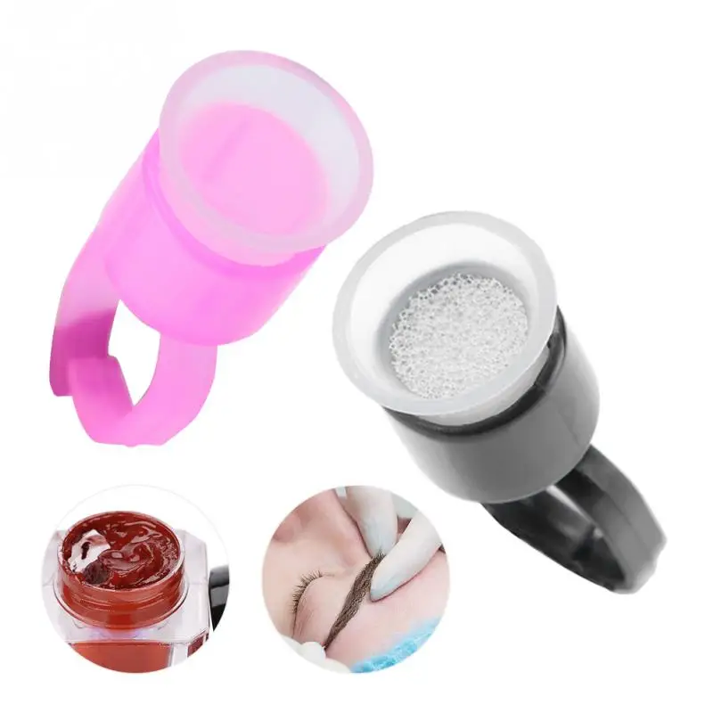 

2 Colors Disposable Tattoo Ink Ring Cups With Sponge Pigment Microblading Permanent Makeup Tattoo Tool