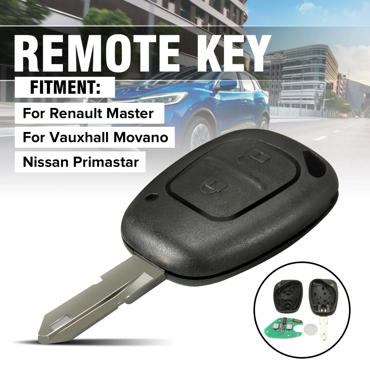 

2 BTN Remote Key Fob for Renault Master Trafic for Vauxhall for Movano Interstar 7946AT