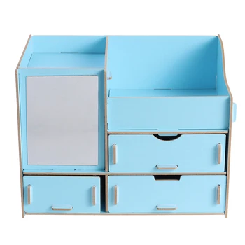 

1pc Cosmetics Storage Box Space-saving Wooden Desktop Cosmetics Organizer Cosmetics Case Makeup Storage Box for Home