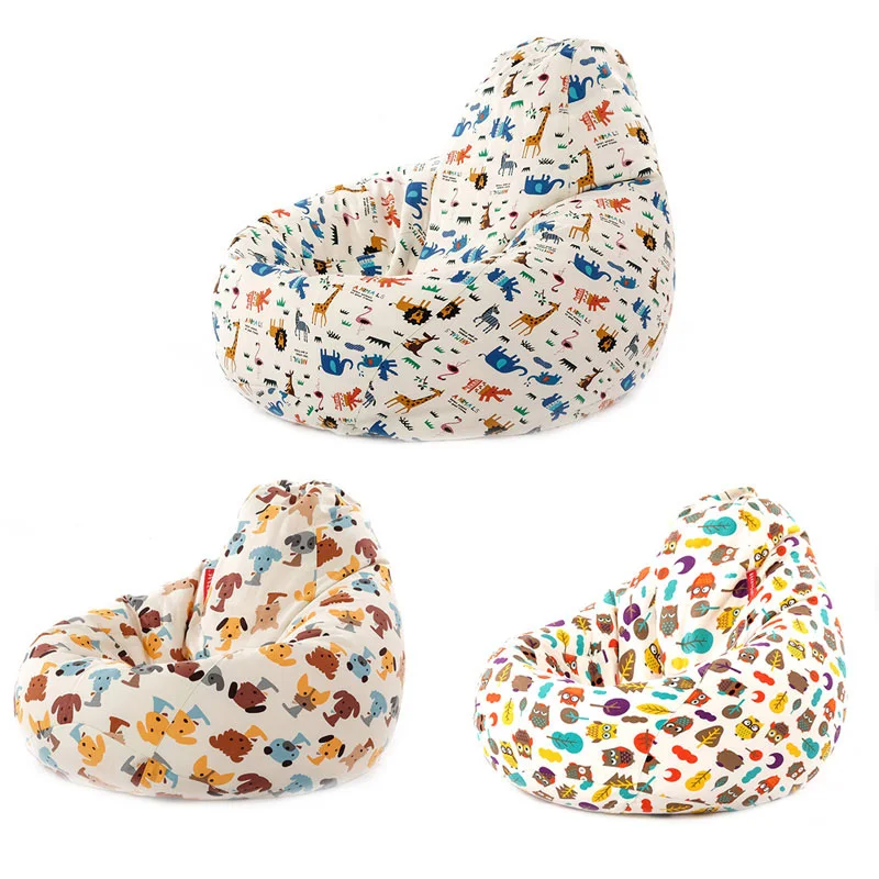 

Cute Animal Bean Bag Lounger Sofa Cover Chairs Outdoor Couch Lazy Bean Bag Sofa Case Cover Without Filling Seat Living Room 1pc