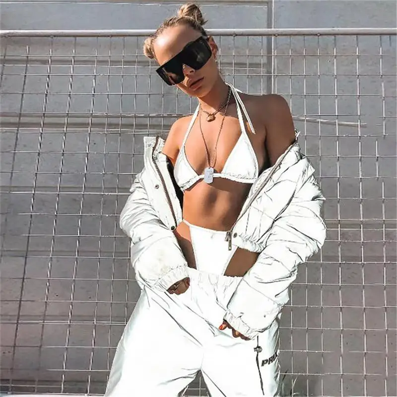 

Europe And The United States New Fashion Trend Warm Casual Jacket Women's Cool Personality Reflective Thick Warm Warm Jacket