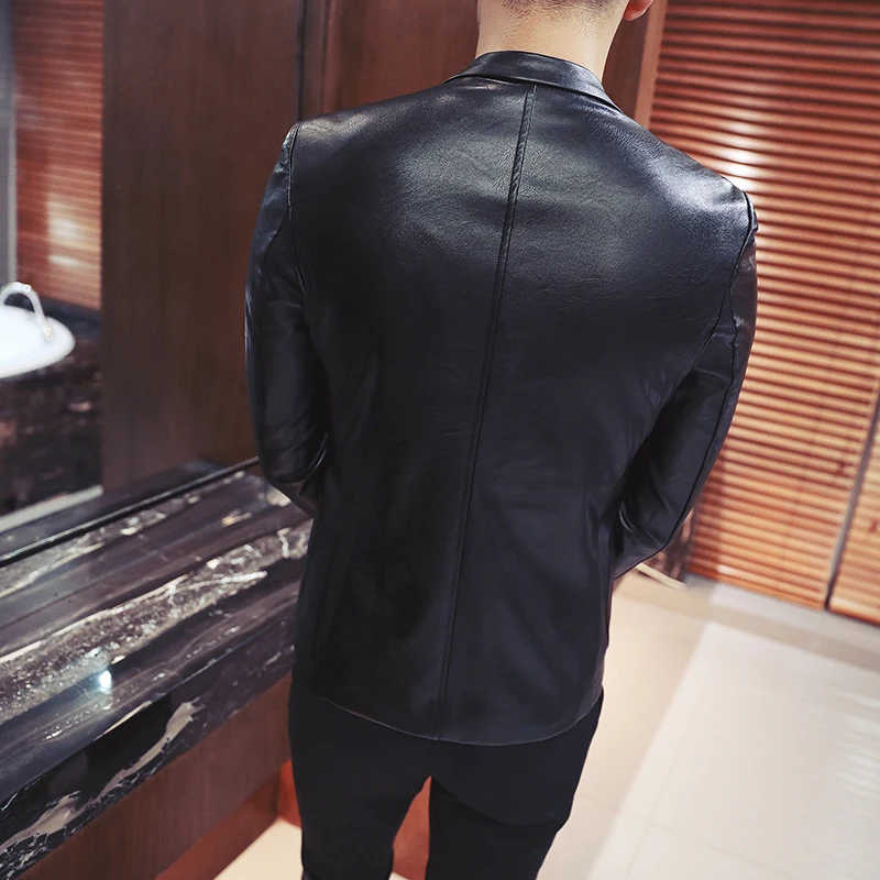  Autumn and Winter Men Suit Jacket Slim Design Youth Men Leather Jacket S M L XL XXL XXXL Pure Color