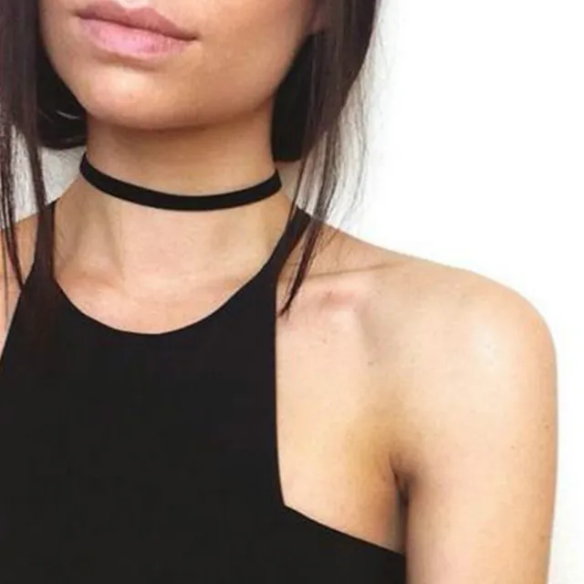 2019 Fashion Black Velvet Choker Necklace 90's plain Ribbon Gothic round Burlesque rope chain