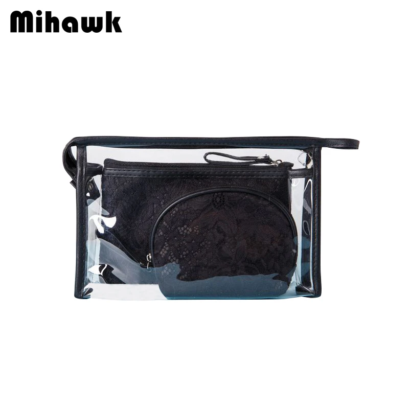 

Mihawk 3Pcs/Set Women Transparent Cosmetic Bag PVC Clear Beauty Case Makeup Pouch Travel Wash Pouch Organizer Tote Accessories
