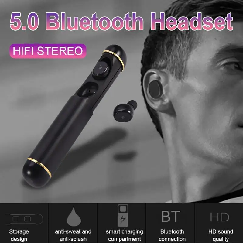 Беспроводные Bluetooth наушники HIFI мини с зарядным устройством бинауральные TWS Стерео шумоподавление высокое качество звука движения фитнес