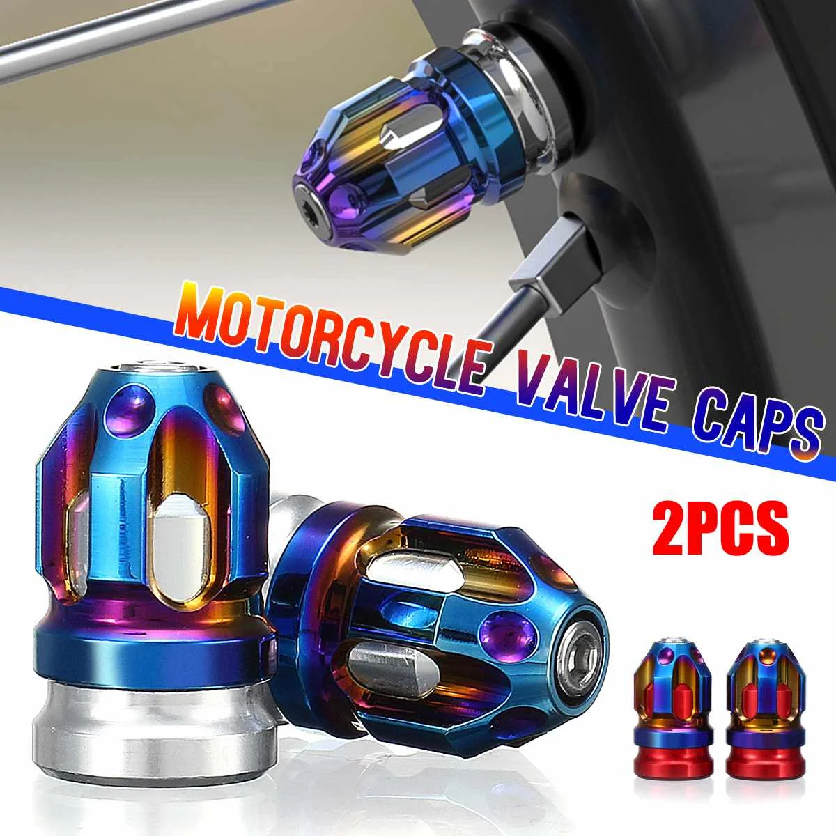 2pcs Motorcycle Valve Caps Aluminum Universal Tire Valve Cover Air Caps