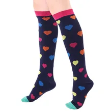 1 пара Компрессионные носки дышащие поддерживающие Премиум черные с узором сердца спортивные носки чулки для легкой атлетики путешествия бег