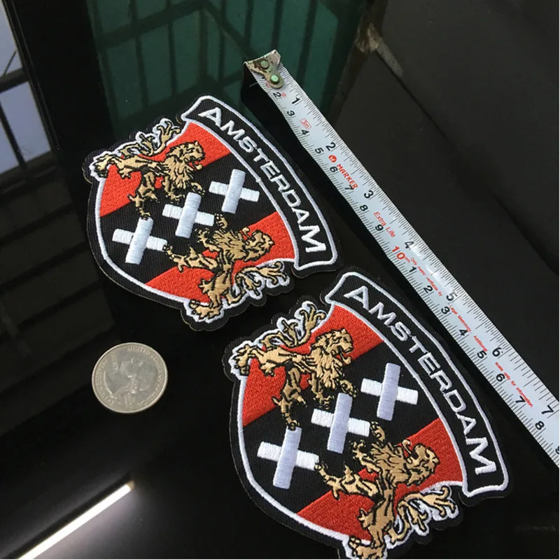 

Football Club AMSTERDAM Badges Iron On Embroidered Patch For Cloth Cartoon Badge Patches Sticker Garment Appliques DIY Accessory