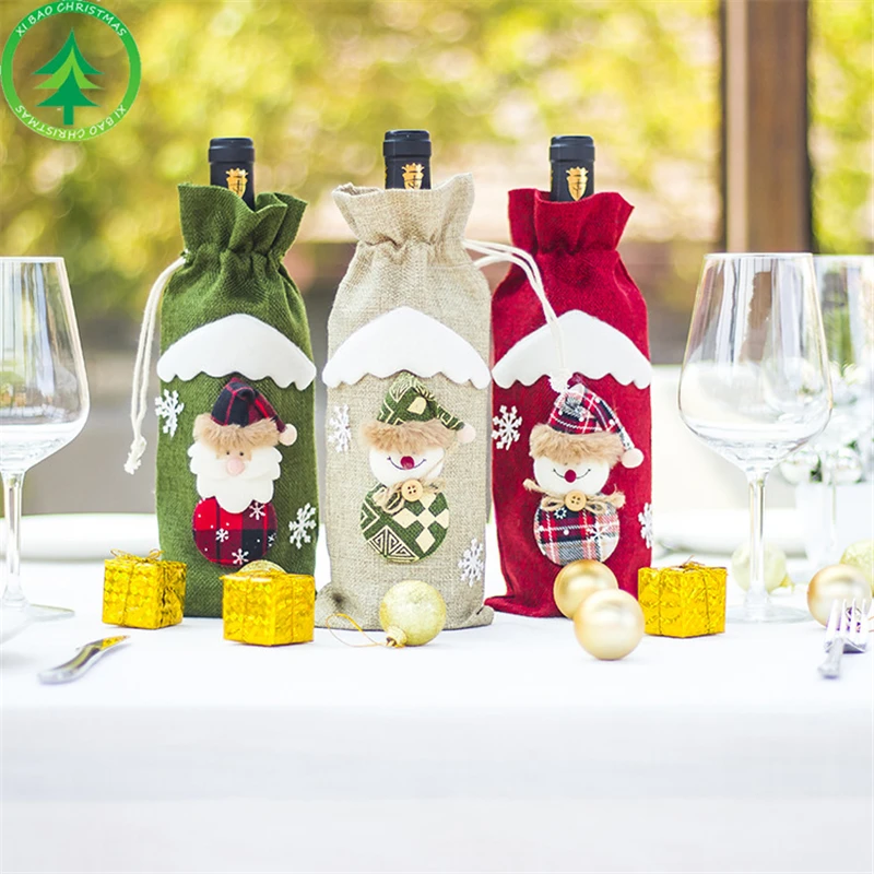 

New Wine Bags Red wine Bottle Covers Gift Champagne Pouch burlap Packaging bag Wedding Party Home Party Decoration Wine Bags