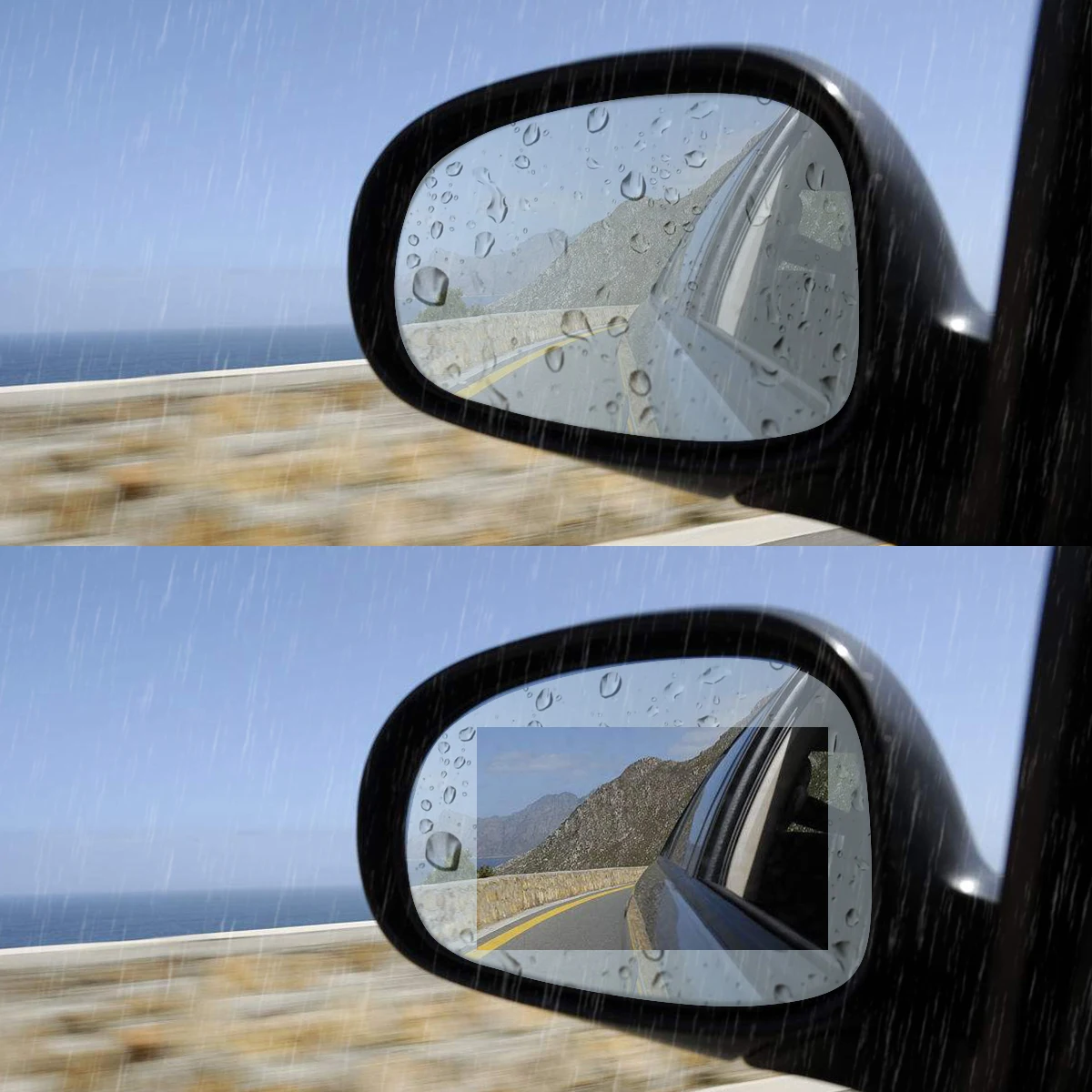 4 шт., автомобильная зеркальная защитная пленка заднего вида, Антибликовая, против царапин и тумана, водонепроницаемая, HD, непромокаемая, зеркало заднего вида, прозрачная пленка, покрытие