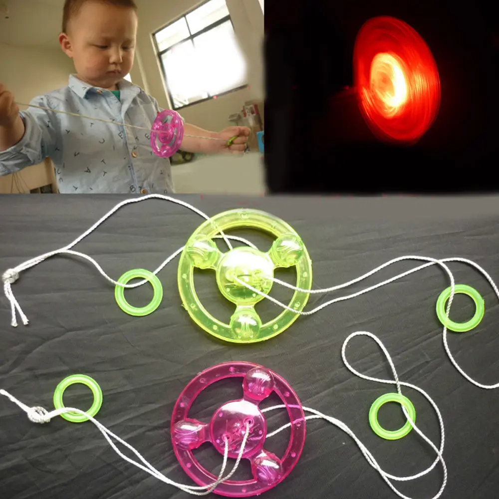 

Rushed Hand Pull Luminous Flashing Rope Flywheel Toy Led Light Up Toys Novelty For Children's Birthday Funny Gift Random Color