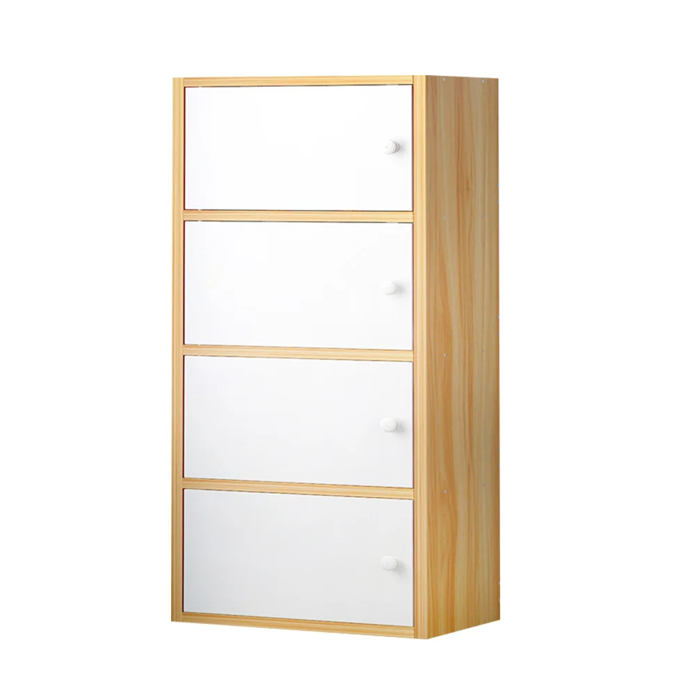 

1pc Simple Creative Book Shelf Fashion Modern Bookcase Storage Cabinet Funiture for Home Office (4 Doors Light Yellow and White)