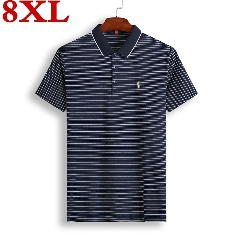 

plus size 8XL 7XL New fashion stripe polo shirts men brand clothing short sleeve Polo male quality stretch casual Polo wpws89813