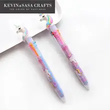 6в1 шариковая ручка с рисунком единорога цвета симпатичные канцелярские принадлежности Kawaii гелевые канцелярские принадлежности офисные поставщики офисные и школьные принадлежности Школьные Инструменты