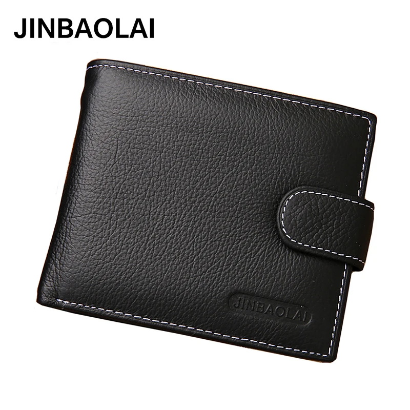 JINBAOLAI Genuine Leather Men Wallets High Quality Design with Coin Pocket Purses Gift For Card Holder Bifold Purse | Багаж и сумки