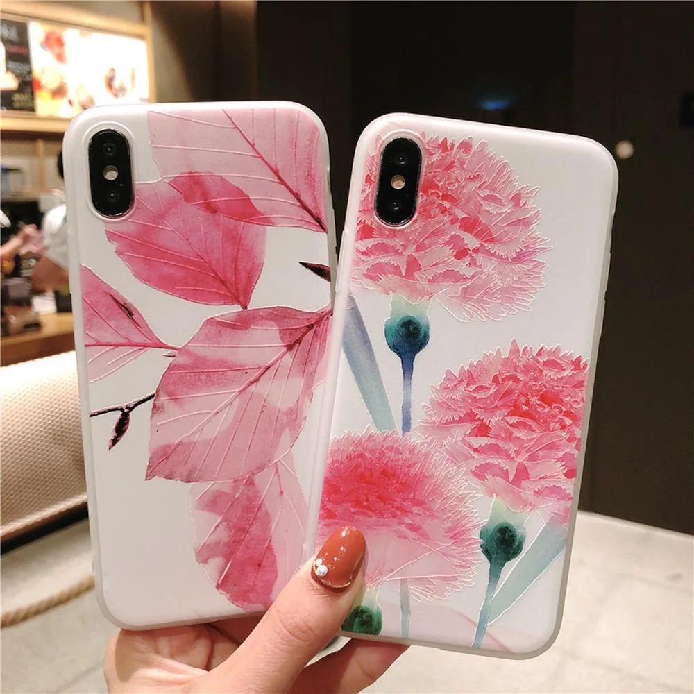 

Musttrue Floral Silicone Phone Cases TPU Leaf Cover Mobile Half-wrapped Case for Iphone 5 6 6s 7 8 Plus for Iphone X XR XS Max
