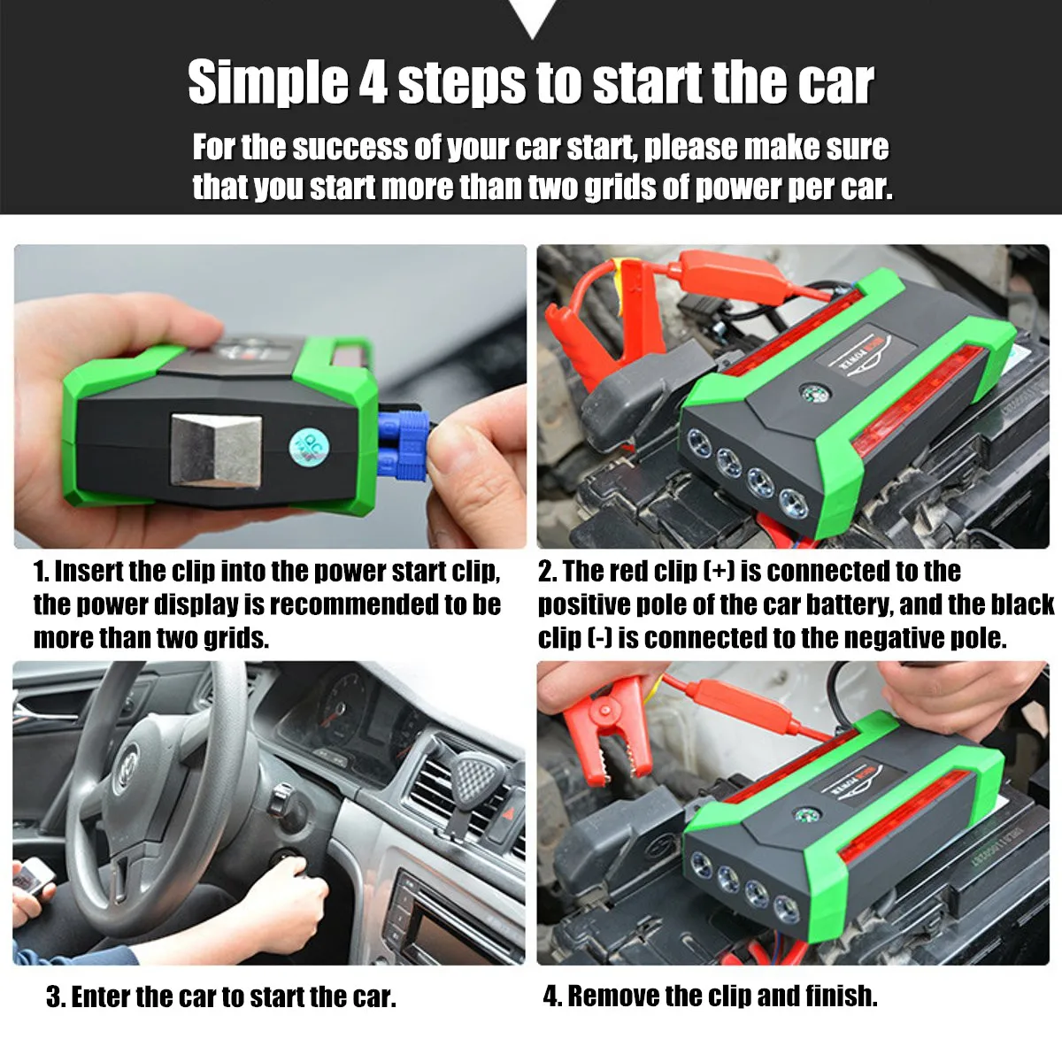 Multi-Function Portable 89800mAh Emergency Battery Charger Car Jump Starter 4 Lamp USB Power Bank Starting Device US/UK/AU/EU