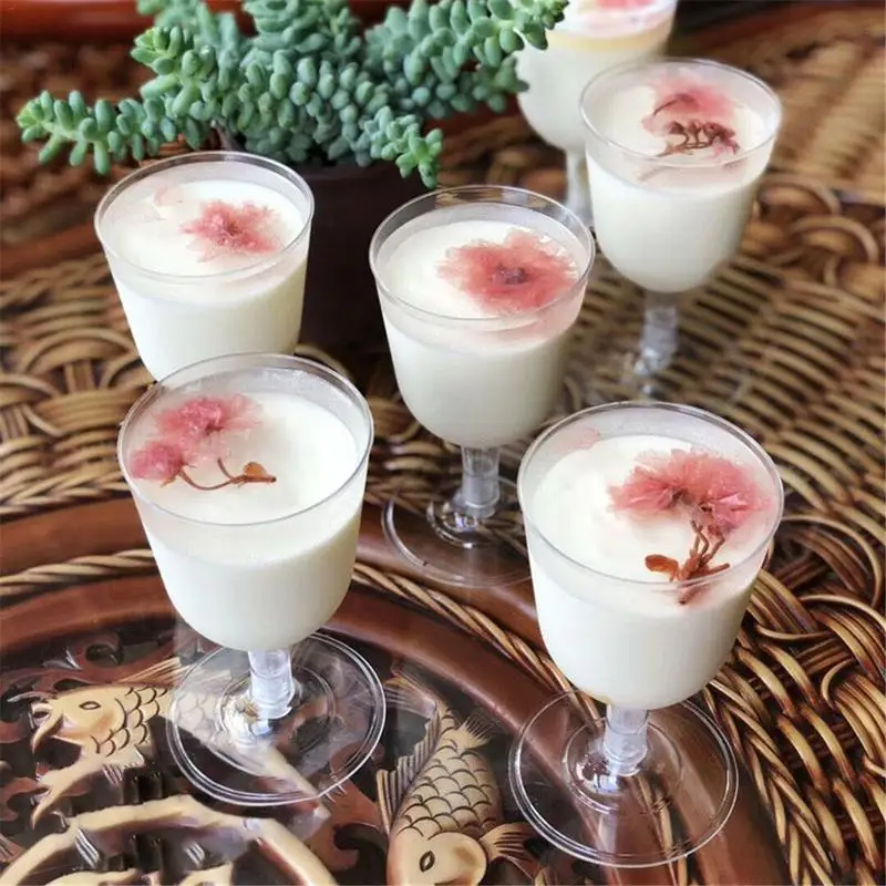

6pcs 240ml Disposable Goblet Hard Plastic Air Cup Champagne Glass Jelly Cup Mousse Ice Cream Cup Cocktail Glass Tableware Set