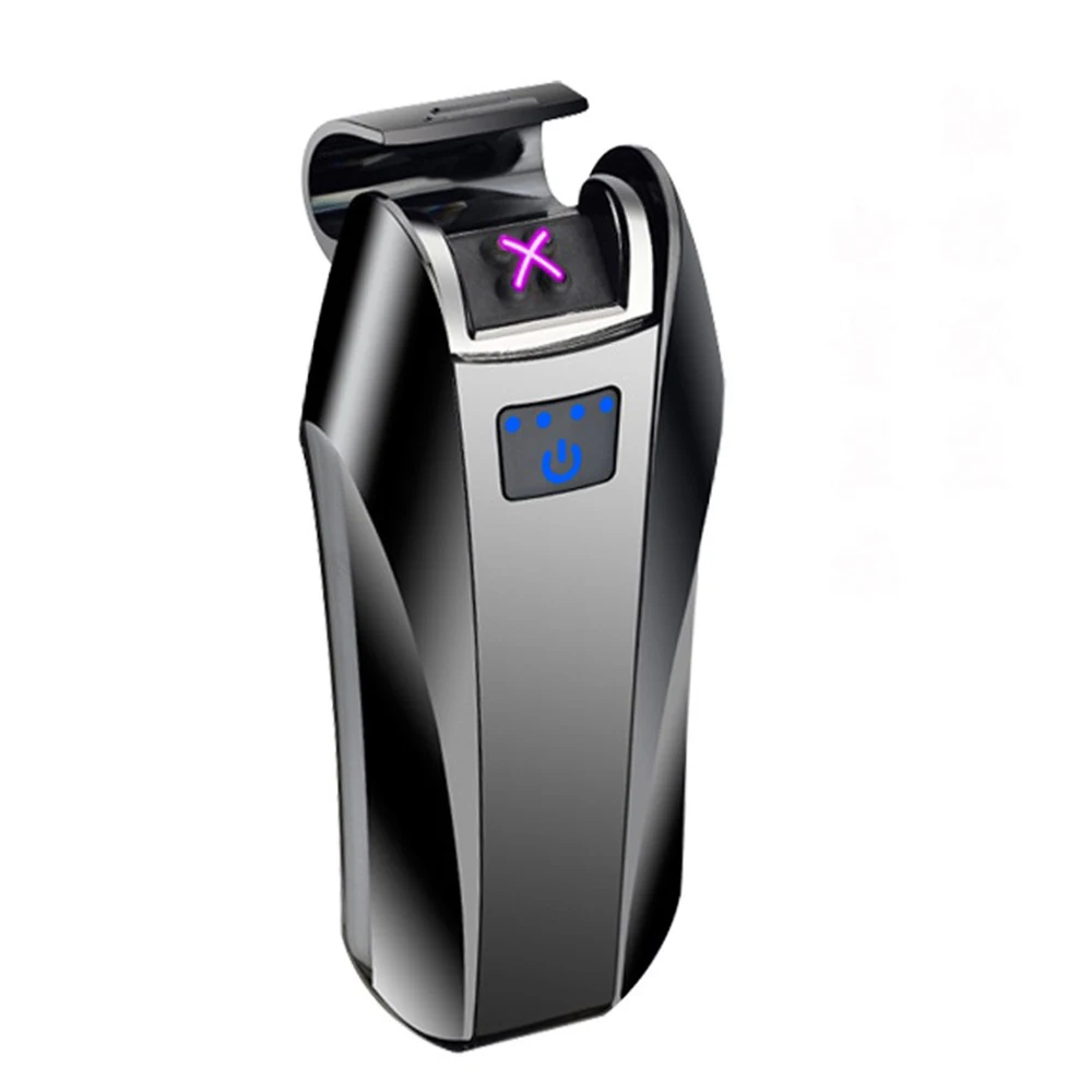 

New USB Electric Lighter Rechargeable Double Arc Anti-Wind Flameless Lighter Touch Screen Tempeter Cigarette Lighter