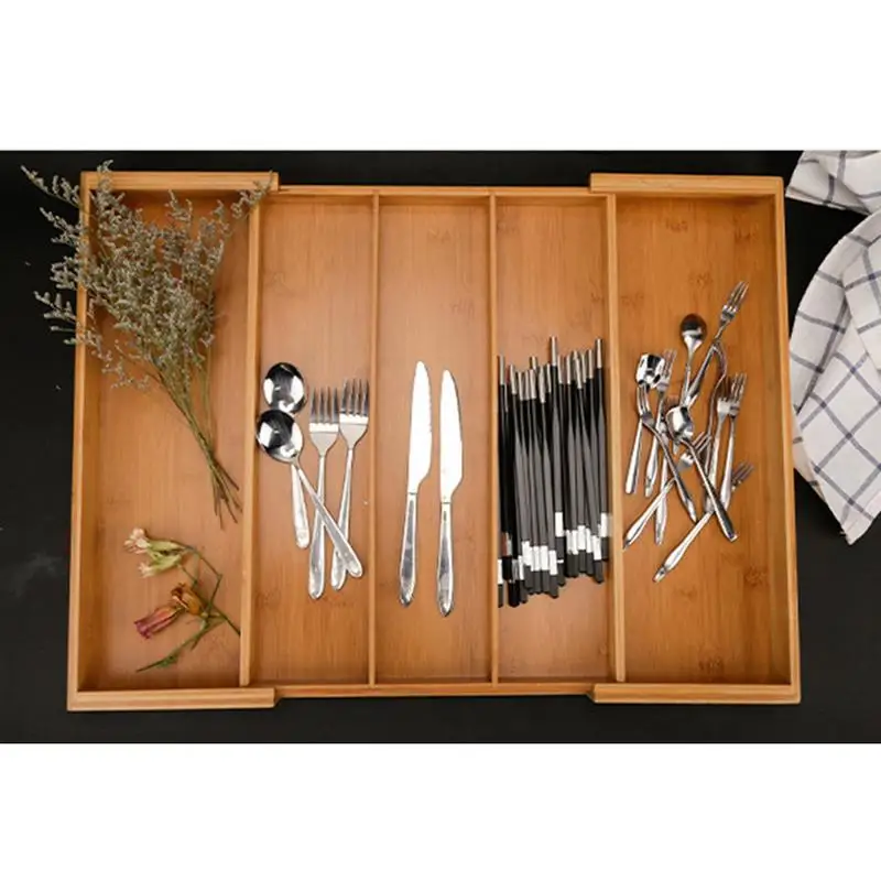 Expandable Cutlery Bamboo Drawer Organizer Cutlery Tray Kitchen