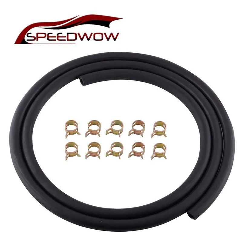 

SPEEDWOW 1/4 Inch ID Fuel Rubber Replace Fuel Line 1.8 Meter For Small Engines 6-Foot Length Gasoline Oil Hose With 10 PCS Clamp