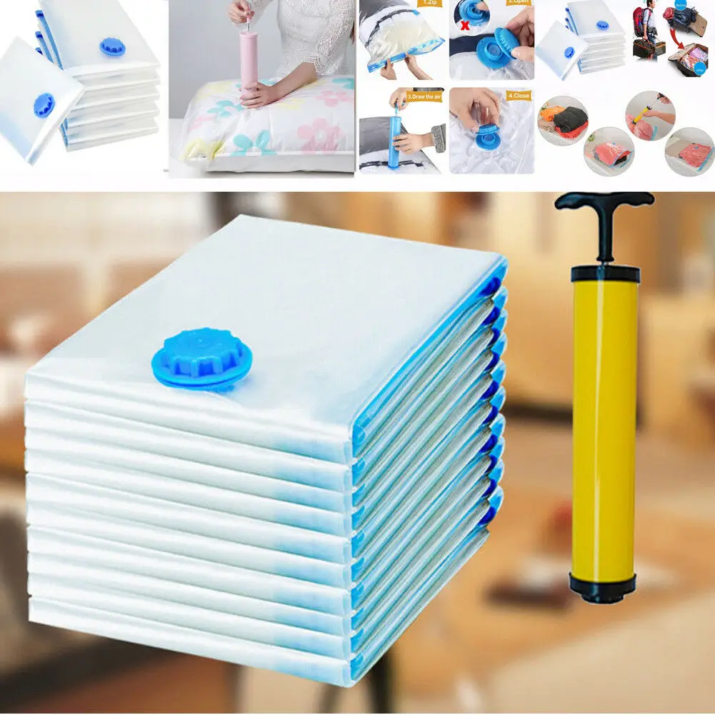

Portable Roll-up Compression Vacuum Storage Bags Waterproof Seal Space Saver Clothes Air Tight Sack 4 sizes