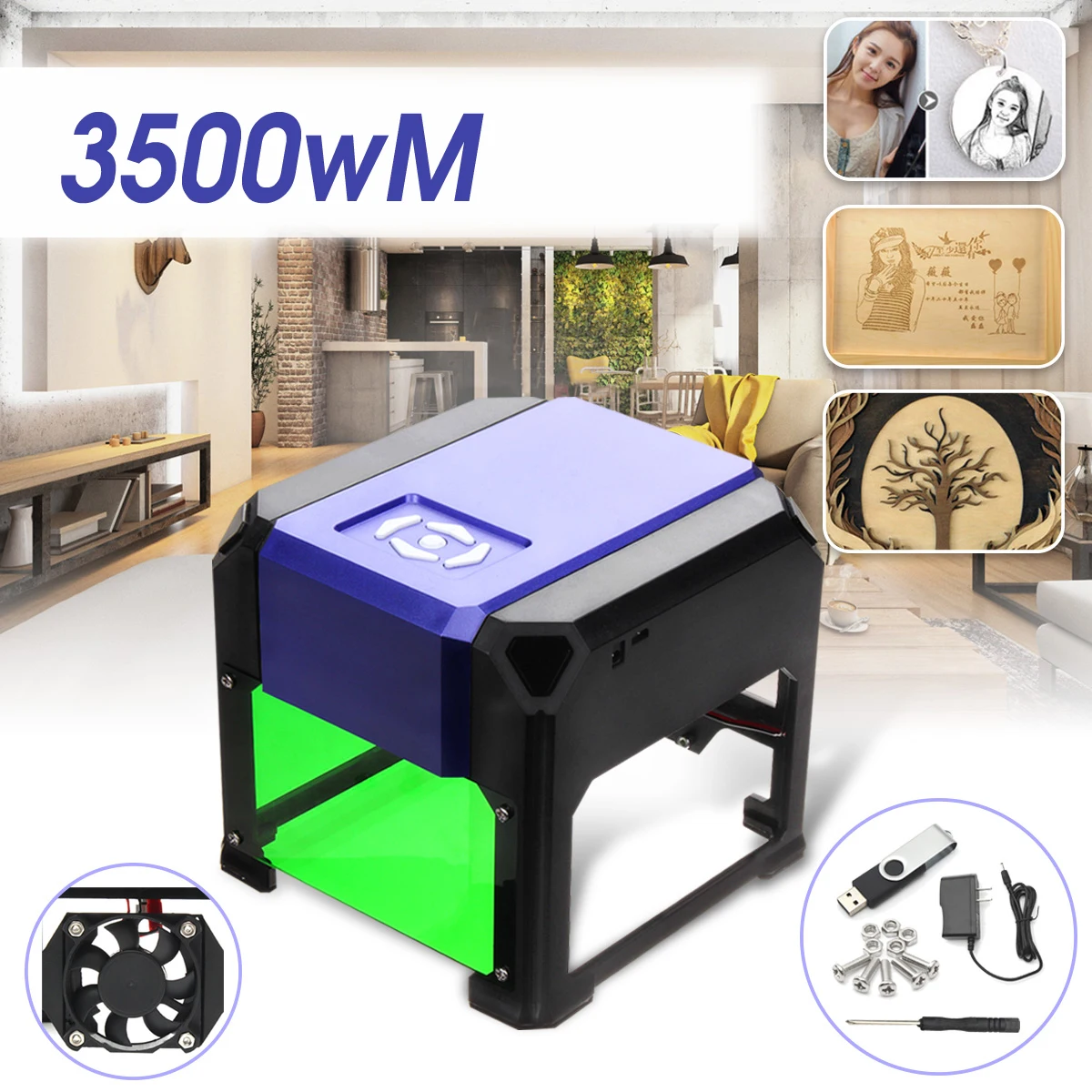 3500mw Usb Desktop Laser Engraving Machine Printer Cutter Diy Logo