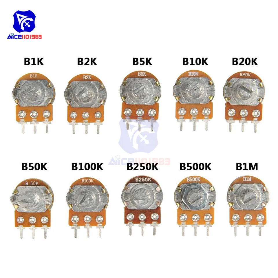 20 Potentiometer Set - B1K Bis 1M Ohm Mit Knöpfen & Zubehör