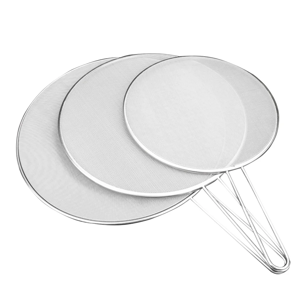 

3 Splatter Screen Guards Multifunctional Stainless Steel Flat Mesh Oil Strainer Oil Splas Utensils for Pots Skillets Frying Pans