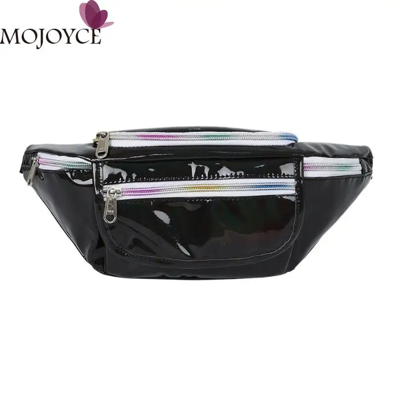

Teenager Girls Fashion Solid Color Laser Shoulder Waist Handbags Women PU Leather Fanny Belt Packs Casual Chest Crossbody Bags