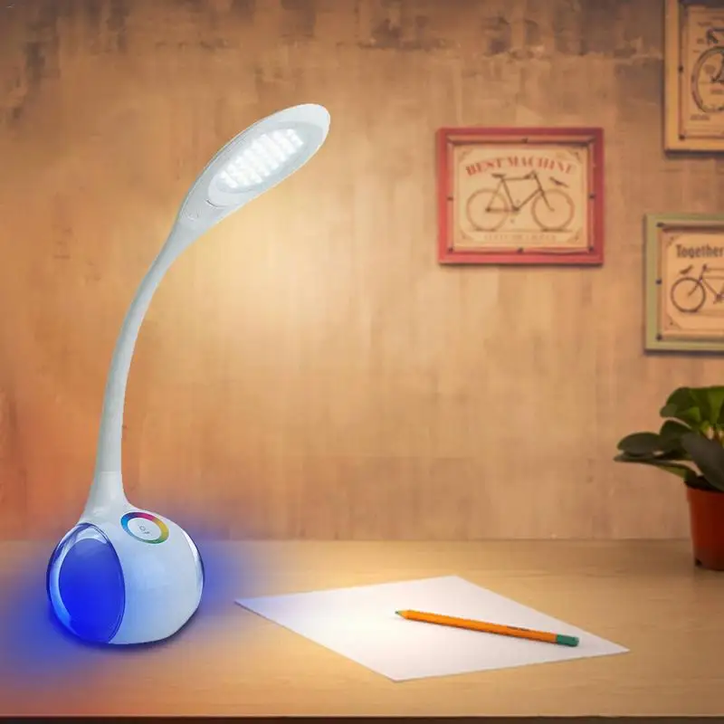 

5W LED Desk Lamp With Touch Dimmer Gooseneck LED Table Colorful Atmosphere Light Bedroom Bedside Desk Reading Light