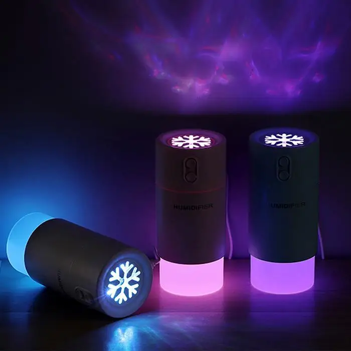 

3 in 1 Aroma Essential Oil Diffuser Ultrasonic Snowflake Humidifier Air Purifier LED Night Light USB Fan Car air freshener 400ml