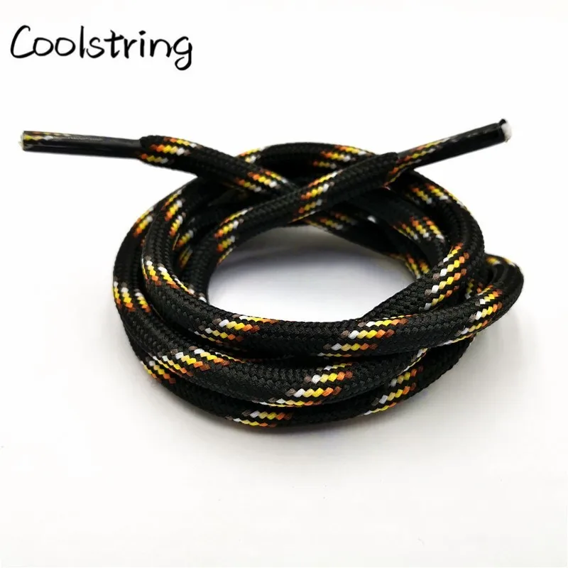 Coolstring 6mm Thick Round Rope Shoelaces Boots Outdoor Sport Casual Round Shoe Lace Colorful Black Drawstring 60-180cm Sales