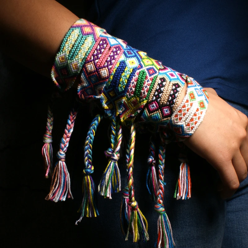 

Bohemian Thread Bracelet Boho Multicolor String Cord Woven Braided Hippie Friendship Bracelets Women Men Ethnic Bracelets