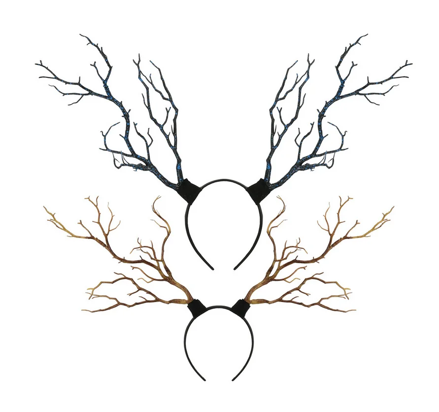 Gothic Antler Butterfly Headdress Deer Horn Tree Branches Headband Jewelry Vintage Wedding Cosplay Halloween Xmas Accessories hair accessories hair headband