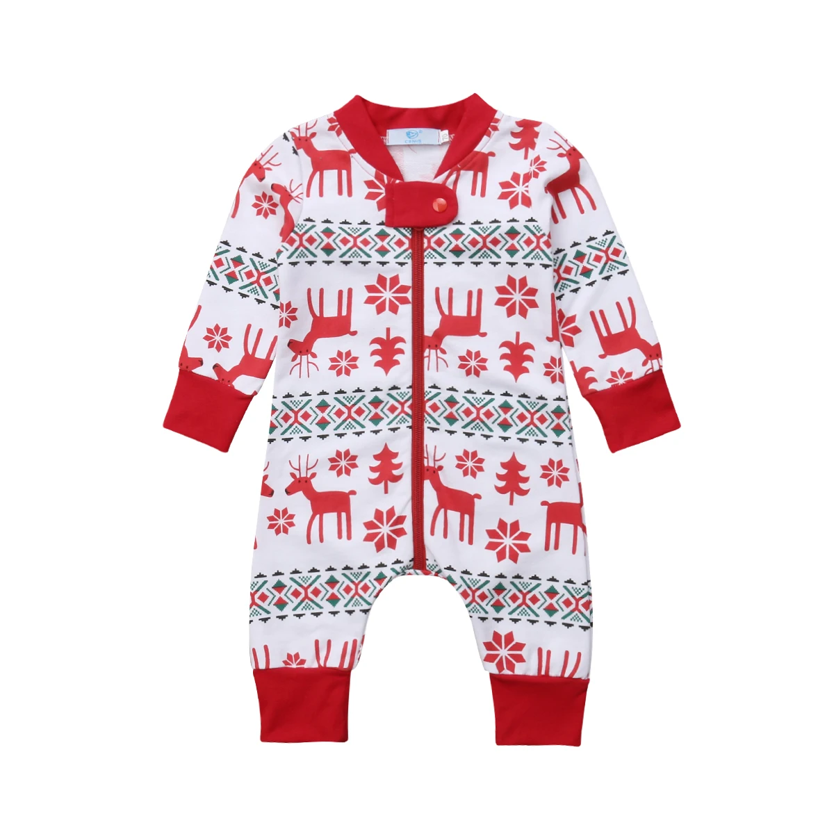 

pudcoco Newborn Baby Boys Girls Cotton Xmas Zipper Romper Jumpsuit Outfits Set baby girl boy christmas xmas romper baby girl boy