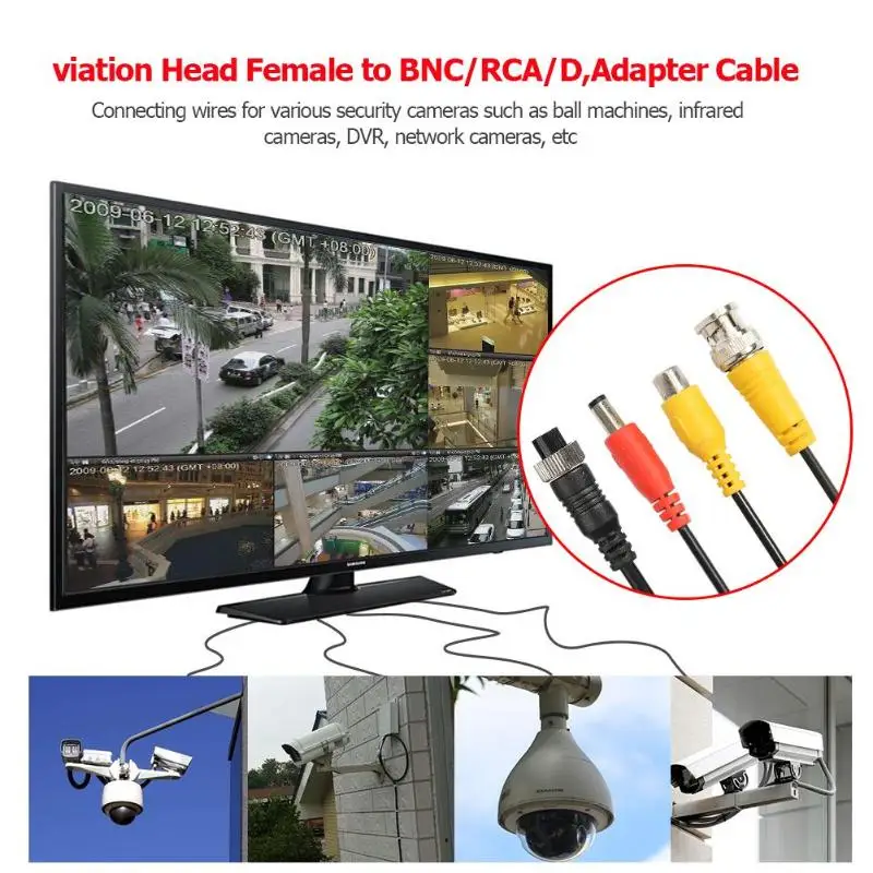 M12 4Pin авиационная головка для BNC/RCA/DC CCTV камеры AV адаптер Соединительный кабель