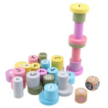 

Wooden Building Blocks Tower Stacking Game Color Shape Recognition Hand-eye Coordination Educational Toys for Children Kids