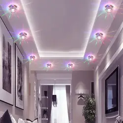 Современные светодиодный Потолочные светильники 3 W RGB обесцвечивает кристалл гостиная Спальня лестничный пролет коридор потолок прихожей