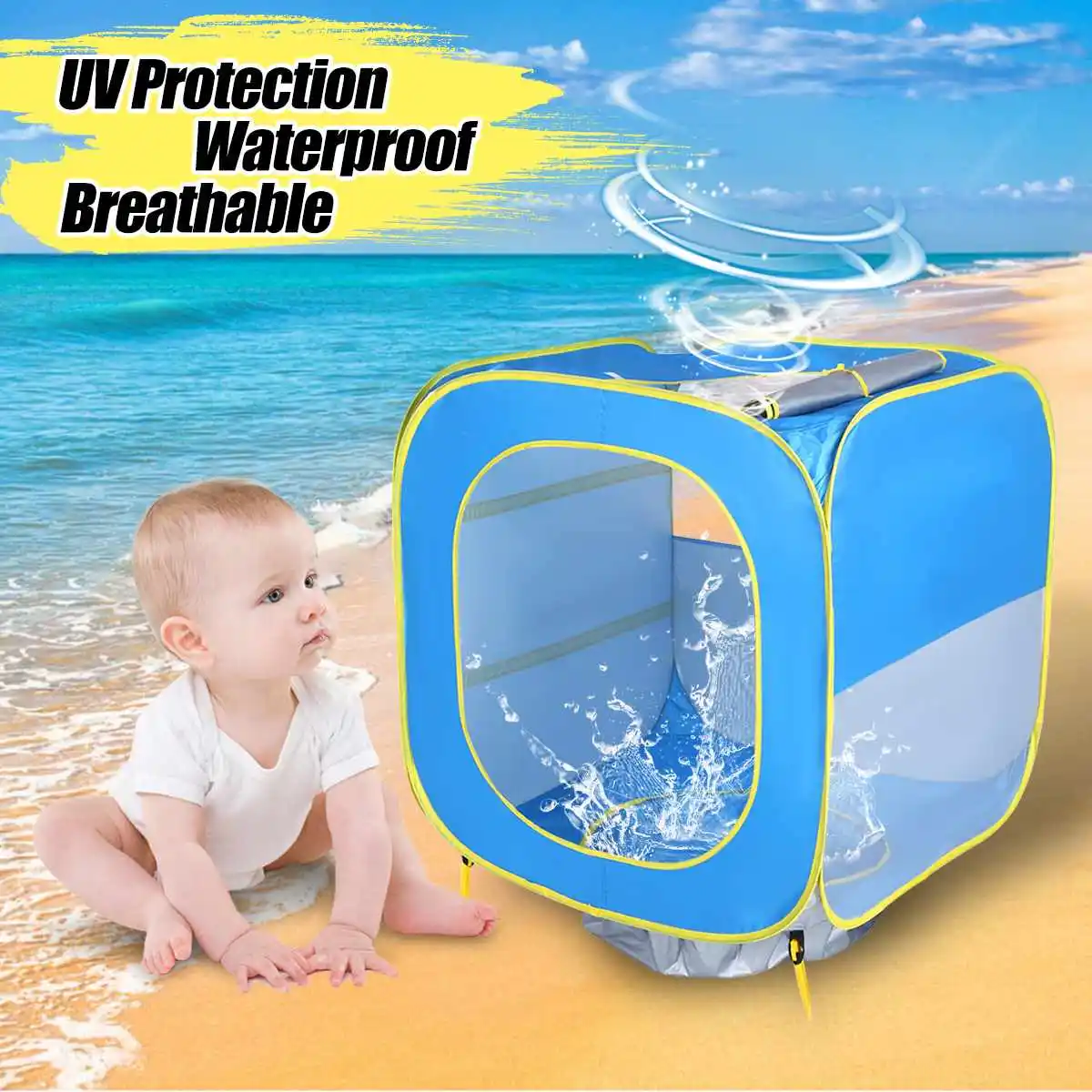 

Upf 50+ Sunscreen Baby Pool Beach Camping 190T UV-protection Tent Awning Shelter Waterproof Convenient Design Automatic Bullet